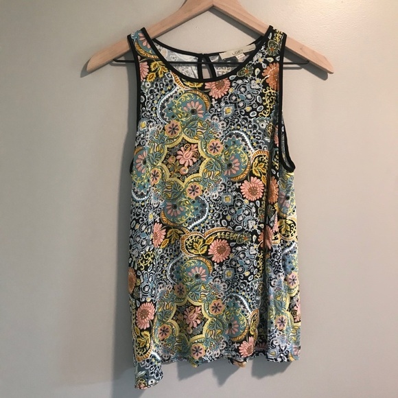 EUC LOFT Floral Sleeveless Tank Top Petite Small - Picture 1 of 7